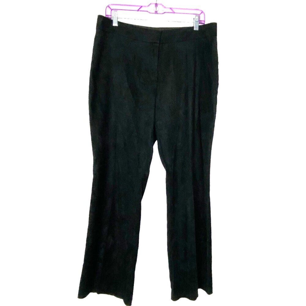 MARKS and SPENCER‎ Women Faux Suede Pants Zip Up Sz M Black Business Luxury 2-7
